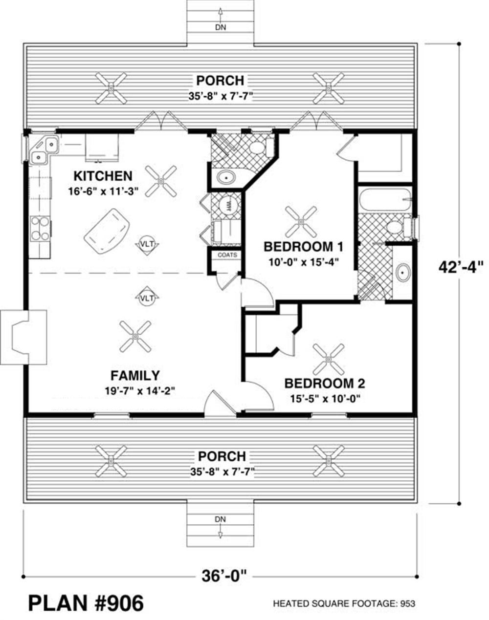 Floor Plan First Story of Country Plan #109-1006